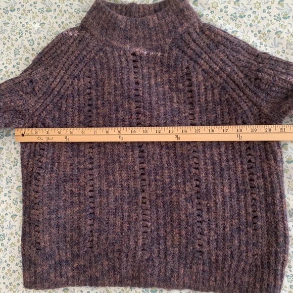 Madewell Marled Mock Neck Sweater Small Purple Wool Blend Chunky Knit - Picture 4 of 6